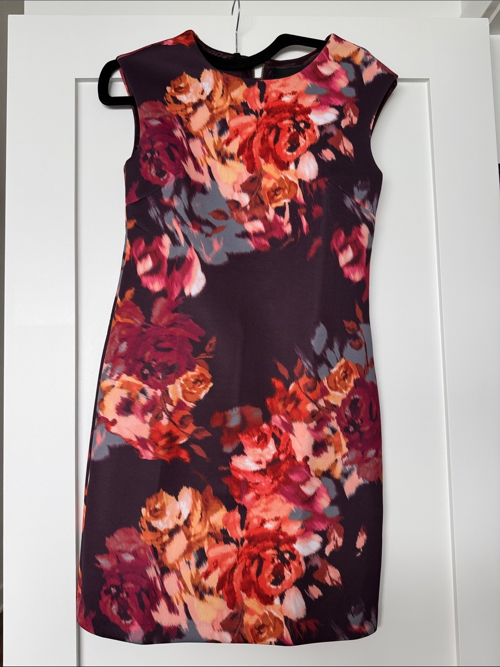 Cynthia Rowley Burgundy Floral Cap-Sleeve Mini Dress